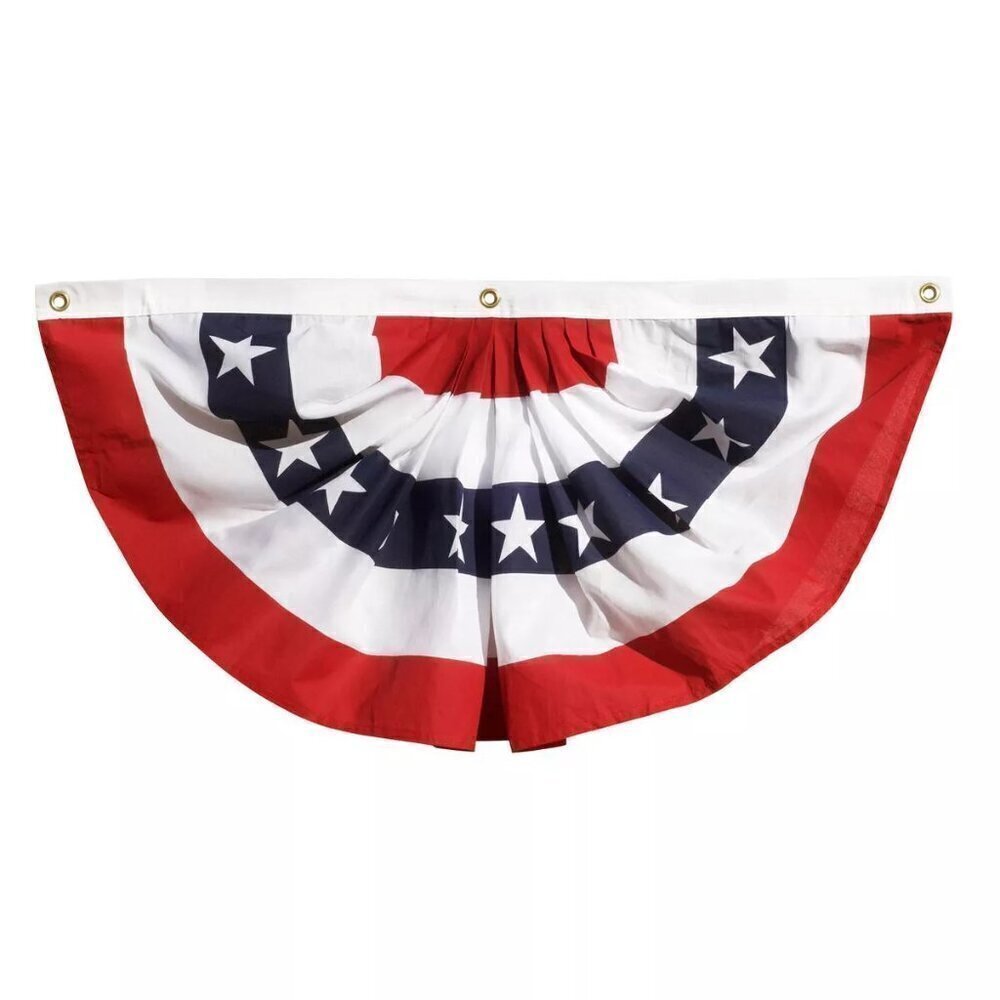 NWT - Annin 3 ft. x 6 ft. Pleated Fan Flag Bunting Patriotic Poly Cotton